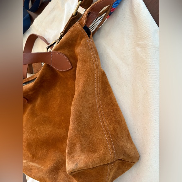 Parker Thatch Charlie Suede Top-Handle Tote Bag in Caramel Brown - Picture 14 of 16